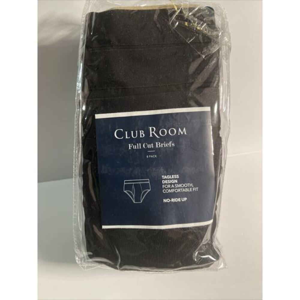 Club Room Men's Briefs 8-Pack Full Cut Tagless No Ride Up Black Small MSRP $40